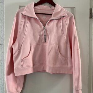 Scuba Oversized Funnel-Neck Half Zip - Strawberry Milkshake